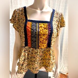 Maurices BOHO Floral Yellow and Blue Women's Top